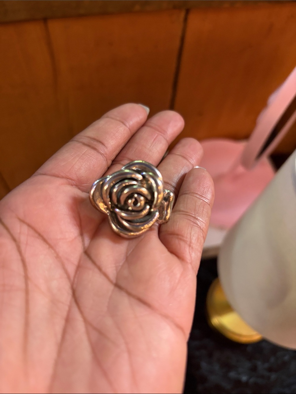 Silver Rose Floral Statement Ring for Women